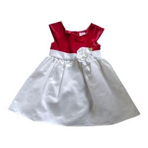 Girls Red and White Flower Waist Party Dress